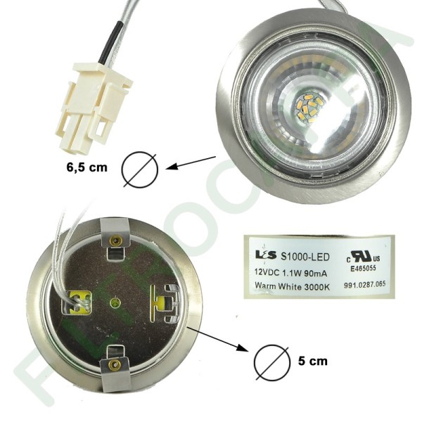 PROJECTEUR LED 12 volts 1,1 WATT S1000 3000K DIAMÈTRE 6,5 CM FABER SMEG