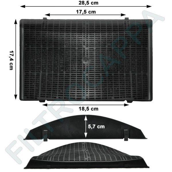 CHARCOAL FILTER (2 PCS) ELICA 28,5 X 17,4 THIKNESS 5,5 CM MOD 37