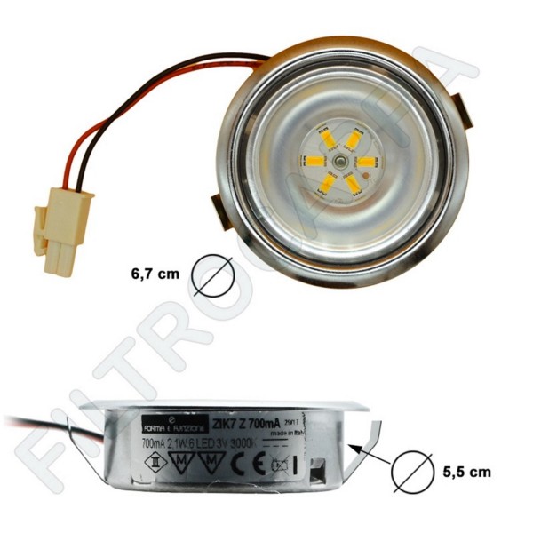 FARETTO CAPPE ELICA LED 2,1 WATT 3 v 3000 K 6 LED DIAMETRO 6,5 CM LMP0119462