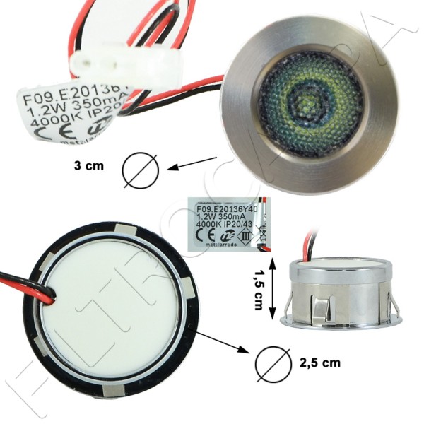 FARETTO LED DIAMETRO 3 CM 1,2 W 4000K LUCE NEUTRA FALMEC ACCIAIO SPAZZOLATO 105040232