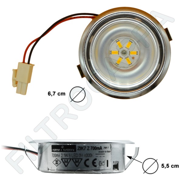 SPOTLIGHT LED 2,1 WATT 3 v 3500 K 6 LED DIAMETER 6.5 CM ELICA SMEG