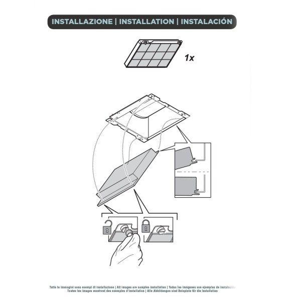 CHARCOAL FILTER ELICA 21 X 22,5 CM mod.15 - GENUINE PART - KIT0161366