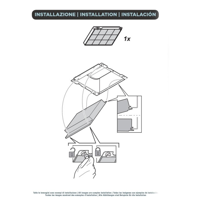 CHARCOAL FILTER ELICA 21 X 22,5 CM mod.15 - GENUINE PART - KIT0161366