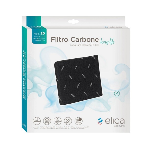 CHARCOAL FILTER LONG LIFE 18 X 22 CM ELICA mod.20 - GENUINE PART - KIT0161370