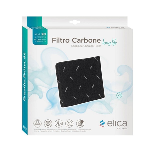FILTRO CARBONE ATTIVO LONG LIFE 18 X 22 CM ELICA mod.20 - ORIGINALE - KIT0161370