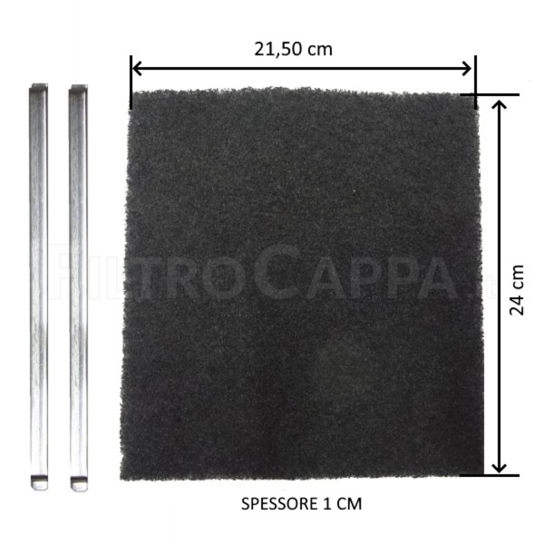 FILTRO CARBONE IN POLIESTERE 21,5 X 24 X 1 CM CAPPA AIRONE HAMLET 80 ACFCRETT21X24X1006 PCR3