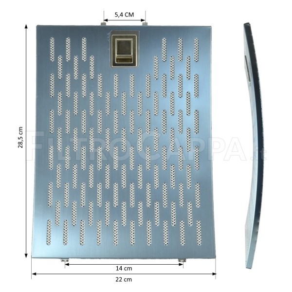 FILTRO DE METAL AÇO AISI 430 CURVADO PARA EXAUSTOR AIRONE 29,2 X 22 CM CURVO ASFMQ00AC100000003