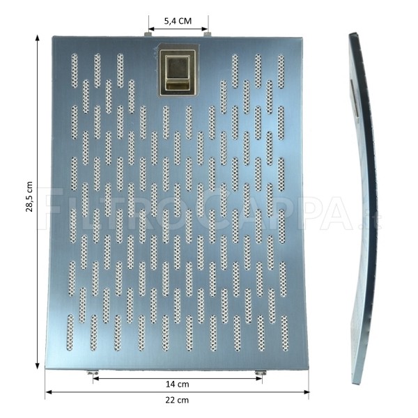 METAL FILTER STEEL AISI 430 CURVED FOR AIRONE COOKER HOOD 29,2 X 22 CM CURVED ASFMQ00AC100000003