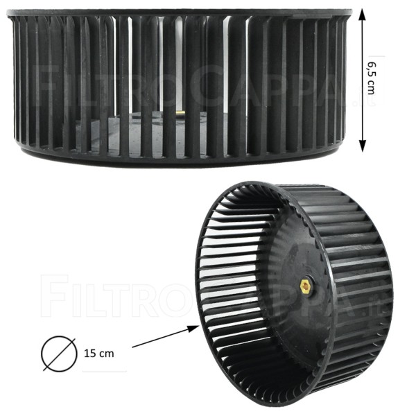 RUEDA DEL VENTILADOR DE CAMPANA EXTRACTORA SX 401.783.R01 DIÁMETRO 15 CM PARA FABER SMEG 133.0553.722