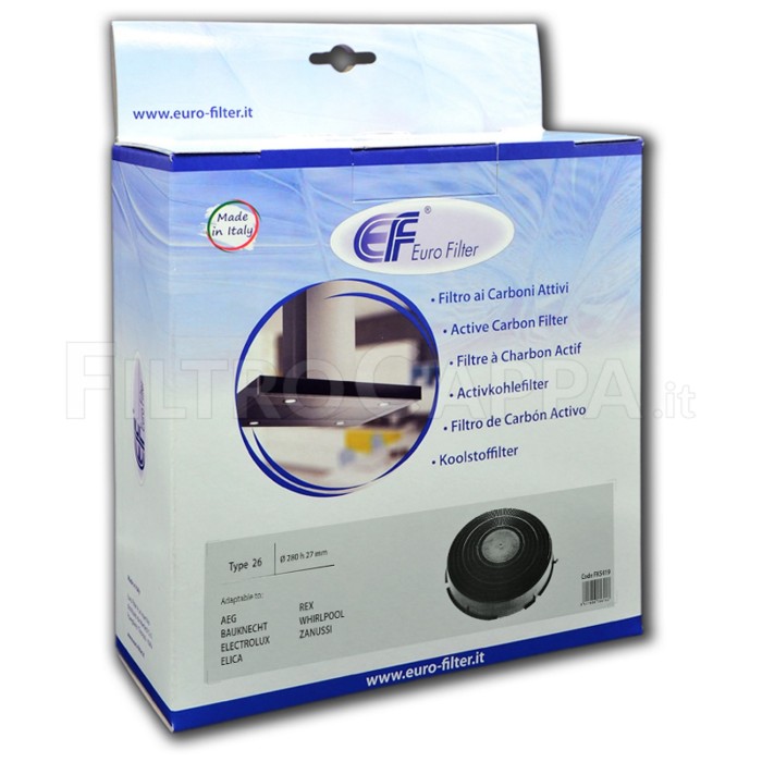 Filtro de ar para capô Elica Turboair, diâmetro 28 cm, modelo 26, FKS419