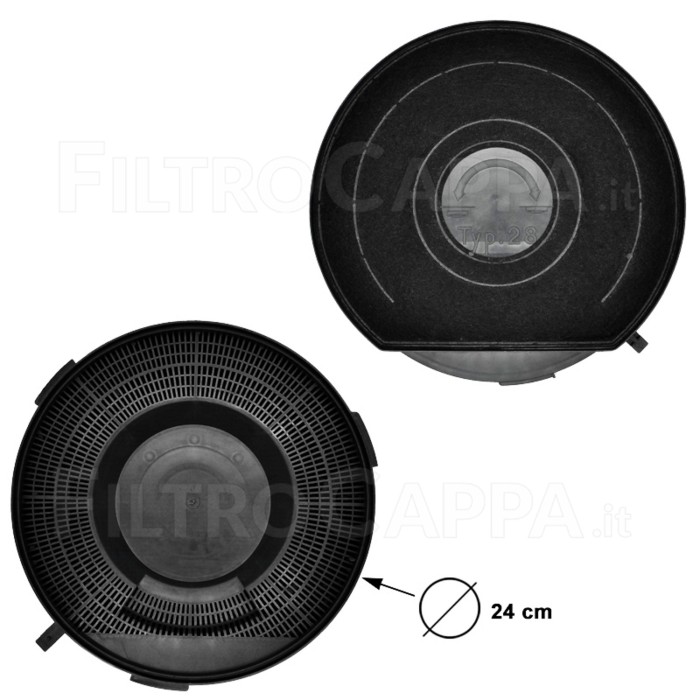FILTRO DE CARBÓN DIÁMETRO 24 CM CAMPANA ELICA TURBOAIR JETAIR MOD TIPO 28 FKS173