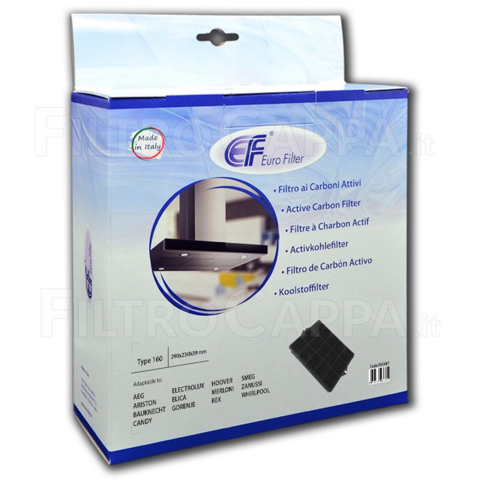 FILTRE À CHARBON 29 X 23 CM TYPE MOD 160 POUR HOTTES DE CUISSON ELICA FKS187