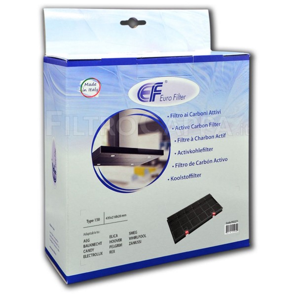 FILTRO DE CARBÓN 43,5 X 21,6 X 2,8 CM TIPO 150 PARA CAMPANAS ELICA TURBOAIR SMEG