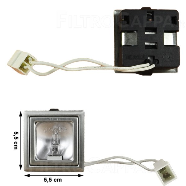 HALOGEN SPOTLIGHT SQUARE TRANSPARENT GLASS 12V 20W FALMEC AND ELICA 105040199 2006BT