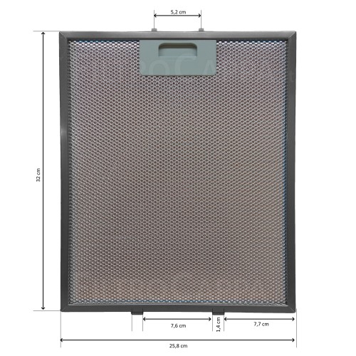 FILTRO DE METAL 32 X 25,8 CM PARA EXAUSTOR ELICA TURBOAIR GORENJE BARRIVIERA