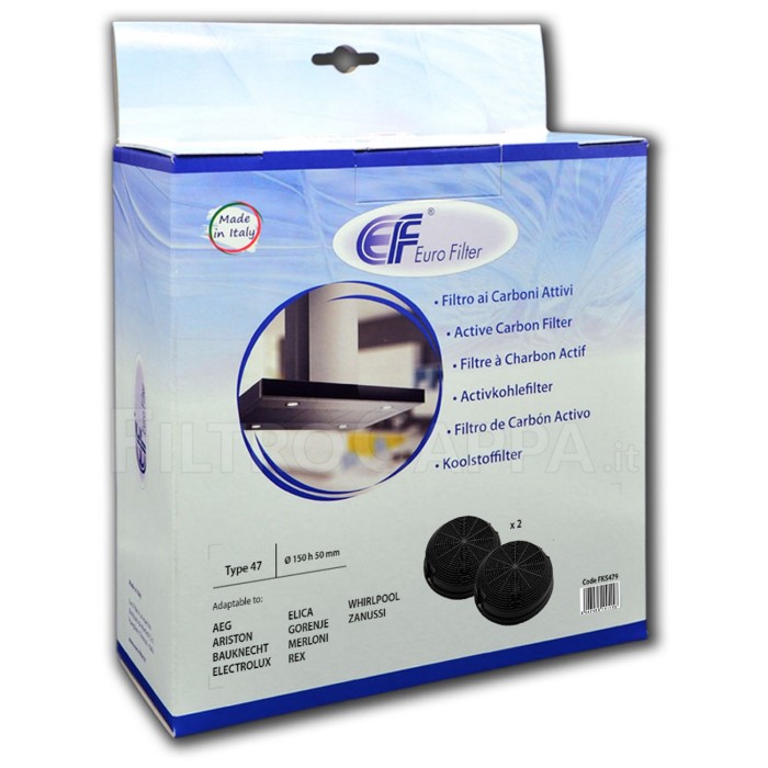 Filtro carbone (conf. 2 pezzi) attivo Elica Electrolux Whirpool Tecnowind diametro 15 cm mod. 47 FKS479
