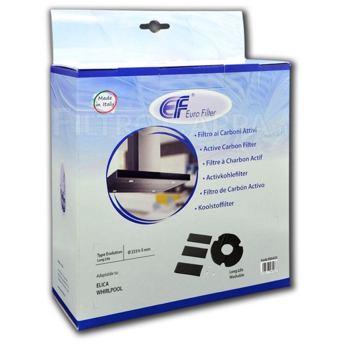 Long Life HP Charcoal Filter Ø 233 mm for ELICA WHIRLPOOL Cooker Hood FKS433