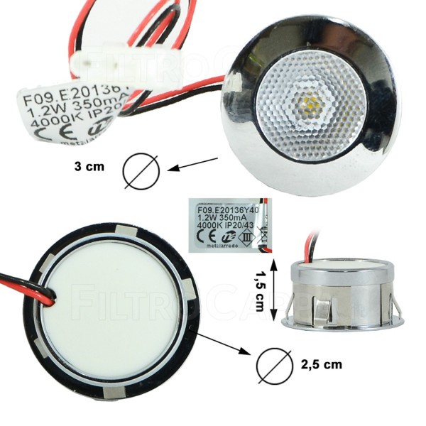 LED SPOTLIGHT 3 CM DIAMETER 1,2 W 4000 K WHITE LIGHT FOR COOKER HOODS SMEG AIRONE CEFLCRODIA30C00003