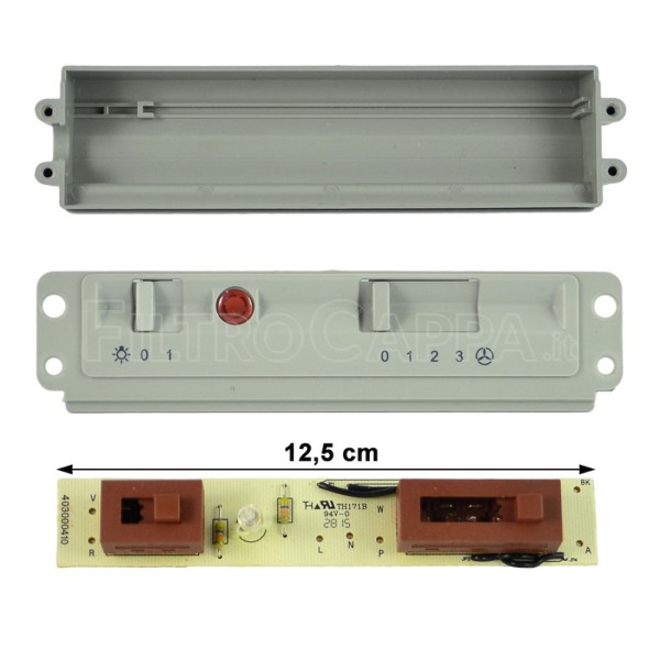 SLIDER CRUSCOTTO 3 VELOCITA' E LUCE COMPLETO DI SCHEDA ELETTRONICA PER CAPPE FABER 133.0061.429