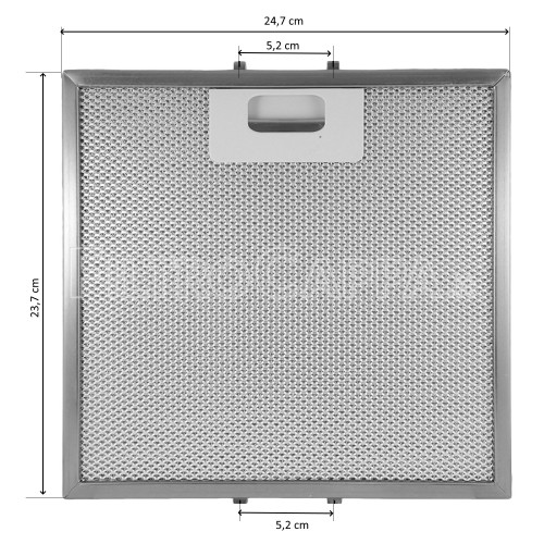 Filtro de metal 24,7 x 23,7 mm para coifa Elica Turboair Salento 10801290600