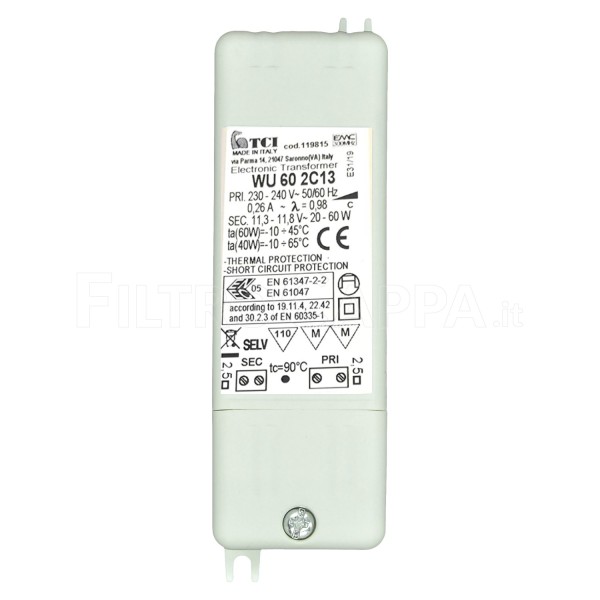 TRANSFORMATEUR ÉLECTRONIQUE POUR PROJECTEUR HALOGÈNE 60 W WU 60 2C13 TRF0092049