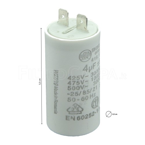 CONDENSATEUR 4 uF POUR MOTEUR DE HOTTE FABER AIRONE ELICA SMEG 133.0016.850