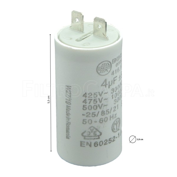 CONDENSATORE 4 uF PER MOTORE CAPPA FABER AIRONE ELICA SMEG 133.0016.850