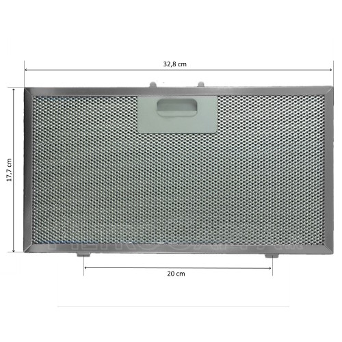 Filtre métallique en aluminium 32,8 x 17,7 cm pour hottes aspirantes ELICA , TURBOAIR, FALMEC GF08PB
