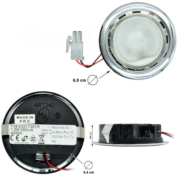 Faretto led diametro 6,5 CM 1,2 W 4000K per Cappa AIRONE CEFLCRODIA58C00002