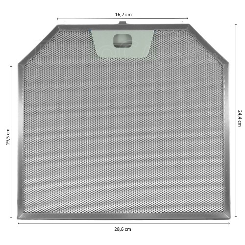 Filtro de aluminio metálico de 26,8 x 24,4 cm para campana extractora Cylindra FABER FRANKE 133.0185.065
