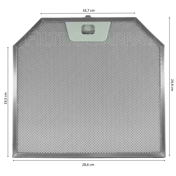 Filtro Metallico Alluminio 26,8 x 24,4 cm per Cappa FABER FRANKE Cyindra 133.0185.065