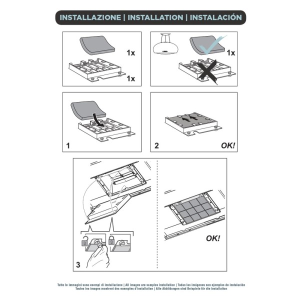 CHARCOAL FILTER LONG LIFE 18 X 22 CM MOD 20 FOR COOKER HOODS ELICA TURBOAIR ELECTROLUX AEG FKS262