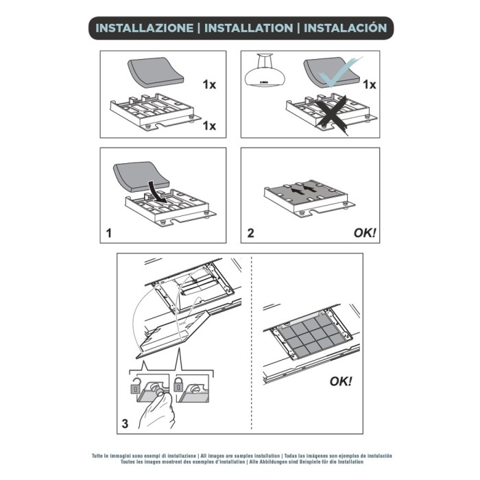 CHARCOAL FILTER LONG LIFE 18 X 22 CM MOD 20 FOR COOKER HOODS ELICA TURBOAIR ELECTROLUX AEG FKS262