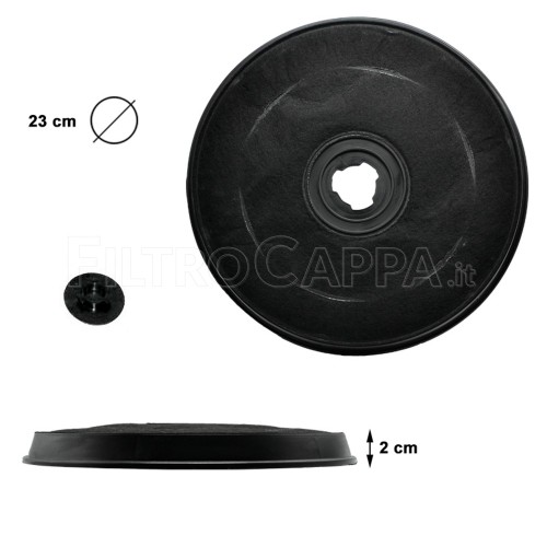 Diâmetro do filtro de carvão 23,2 cm para exaustor Faber Smeg Franke Ariston