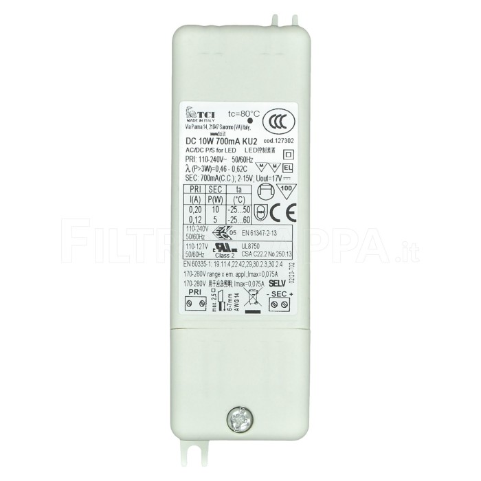 TRASFORMATORE PER FARETTI A LED 700 mA 10 W ORIGINALE ELICA TRF0096050B