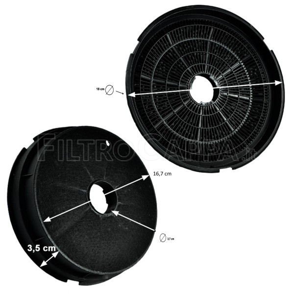 Kohlefilter (2 Stück) Durchmesser 19 für Dunstabzugshaube BARRIVIERA TRT FKS188