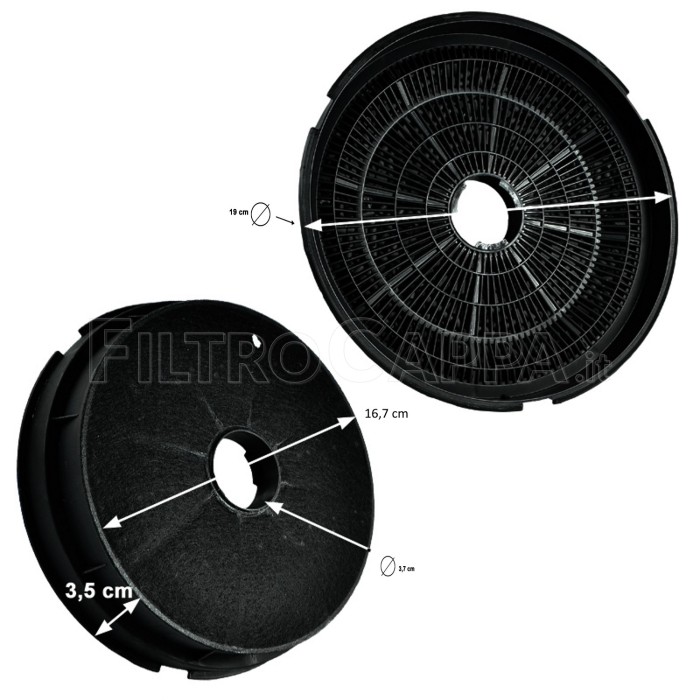 Filtre à charbon (2 pièces) diamètre 19 pour hotte BARRIVIERA TRT FKS188