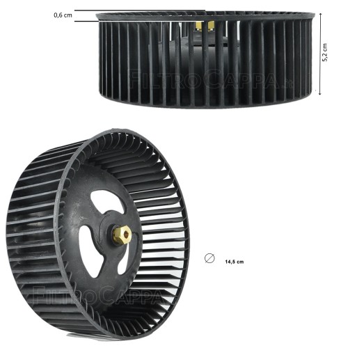 FABER HOTTE VENTILATEUR ROUE DROITE DIAMÈTRE 14,5 CM PIÈCE DE RECHANGE ORIGINE 133.0016.962