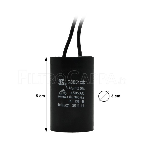 CAPACITORS FOR VORTICE MOTOR 3,15 uF 5.157.000.136