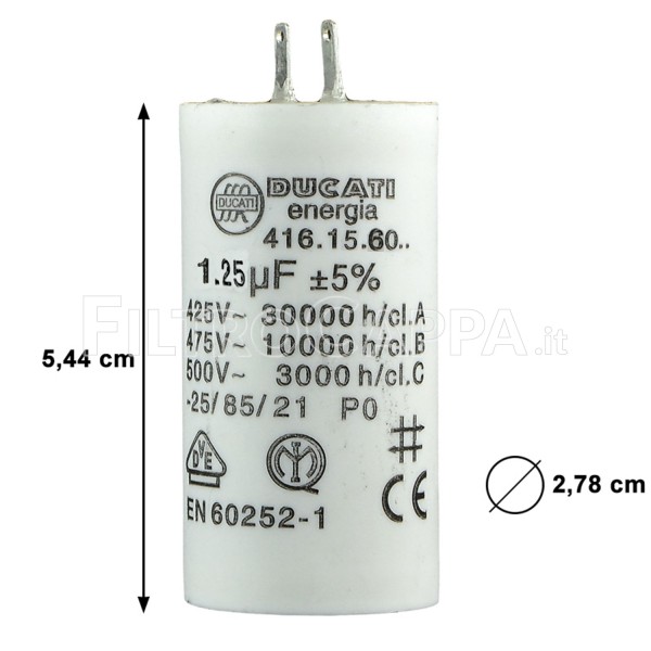 KONDENSATOREN FÜR VORTICE MOTOR 1.25 UF 416.15.60.00 5.157.000.044