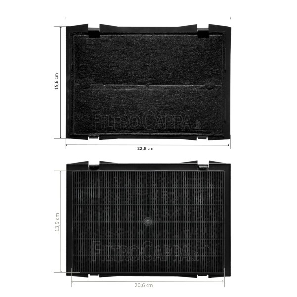 CHARCOAL FILTER (2 PCS) 20,6 X 13,9 CM FOR COOKER HOODS ELICA FALMEC BARRIVIERA LINEART