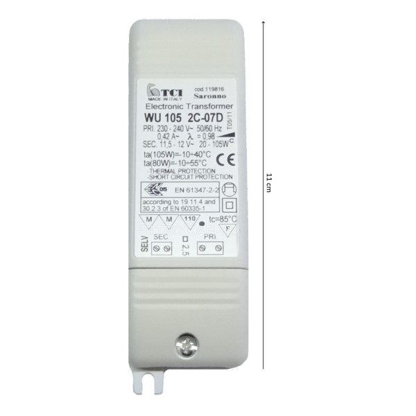 Transformador electrónico para focos halógenos de campana FABER FRANKE ELICA 105 W WU 105