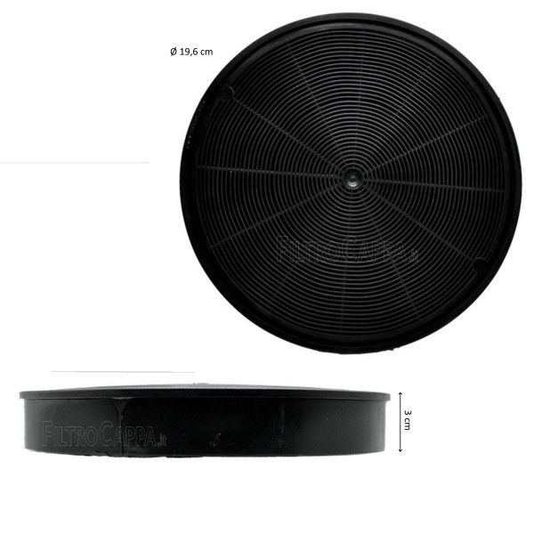 Filtro de carvão de alto desempenho (2 peças) Diâmetro 19,6 cm para FABER FRANKE SMEG ELECTROLUX