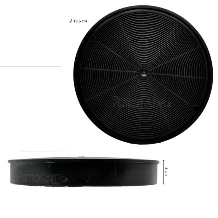 Filtro de carbón de alto rendimiento (2 uds.) Diámetro 19,6 cm para FABER FRANKE SMEG ELECTROLUX