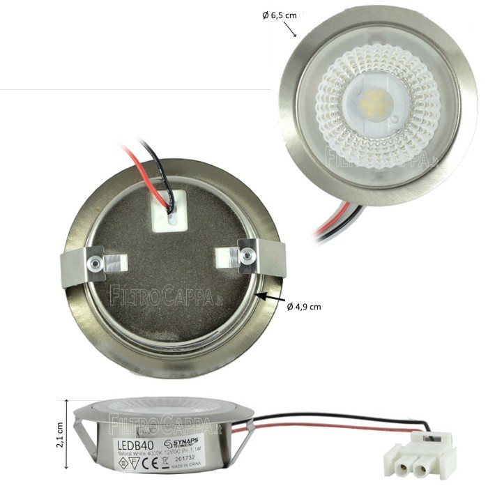 PROJECTEUR LED 12 volts 1,1 WATT 4000K AVEC LENTILLE DIAMÈTRE 6,5 CM FABER SMEG 133.0456.642