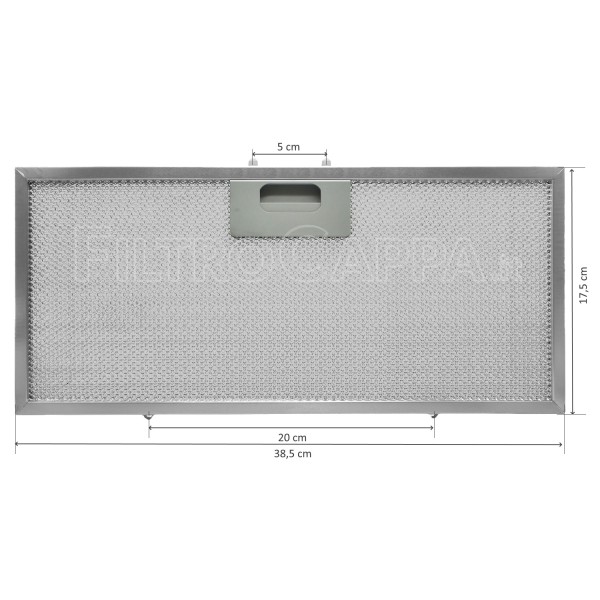 Filtro de metal de alumínio 38,5 x 17,3 cm para exaustores Bosch Elica LEI ERA GRI0151365A