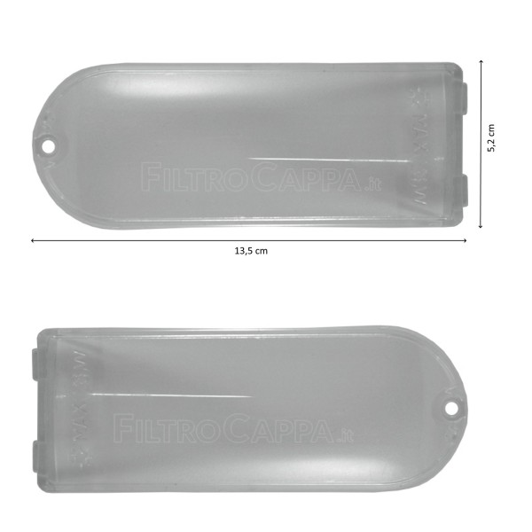 DIFFUSEUR DE LUMIÈRE 5,2 CM x 13,5 CM POUR HOTTES DE CUISSON ELICA TURBOAIR FALMEC 175G 3001AL PLA0023132A