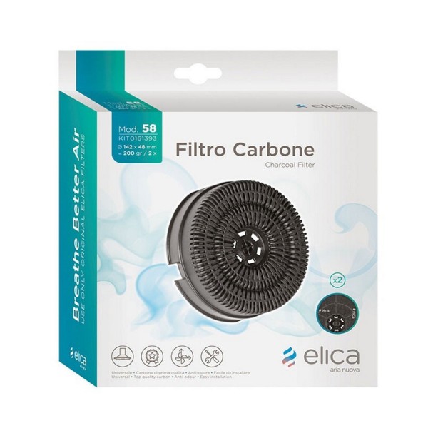 FILTRO CAPPA ATTIVO (CONF 2 PEZZI) ELICA DIAMETRO 14 CM mod 58 - ORIGINALE - KIT0161393