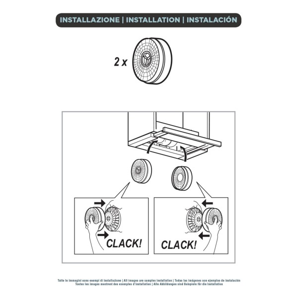 CHARCOAL FILTER ( 2 PCS ) ELICA DIAMETER 14 CM mod 58 - GENUINE PART - KIT0161393