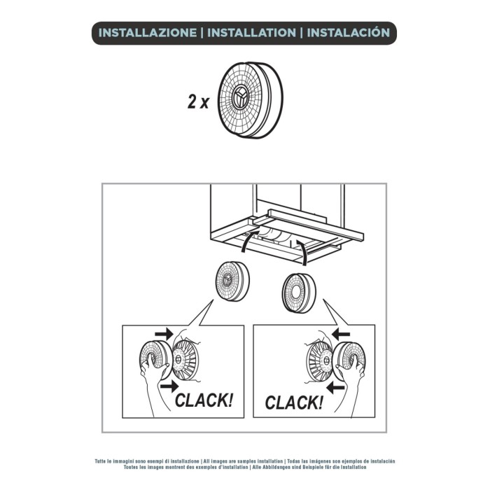 AKTIVKOHLEFILTER FÜR DUNSTABZUGSHAUBEN ELICA ( 2 STÜCK ) 14 CM mod 58 - ORIGINALEN - KIT0161393
